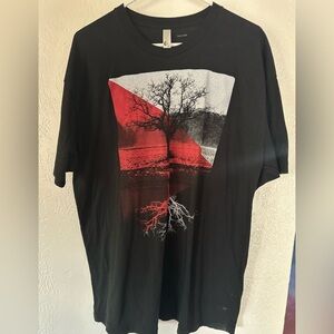 Men's Graphic Tee with Tree Design - Black and Red